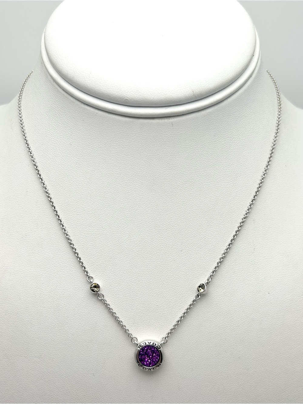 Coach Fuchsia Glitter Pendant Necklace - Picture 2 of 3